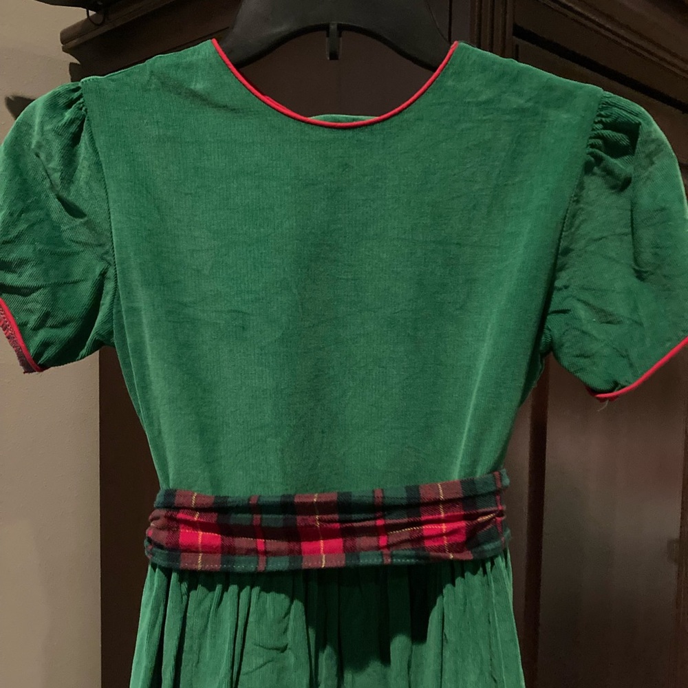 Lightweight fine-rubbed velour corduroy Christmas dress